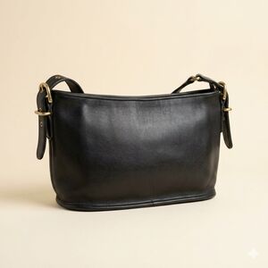 Coach Black Leather Crossbody Bag with Gold Hardware